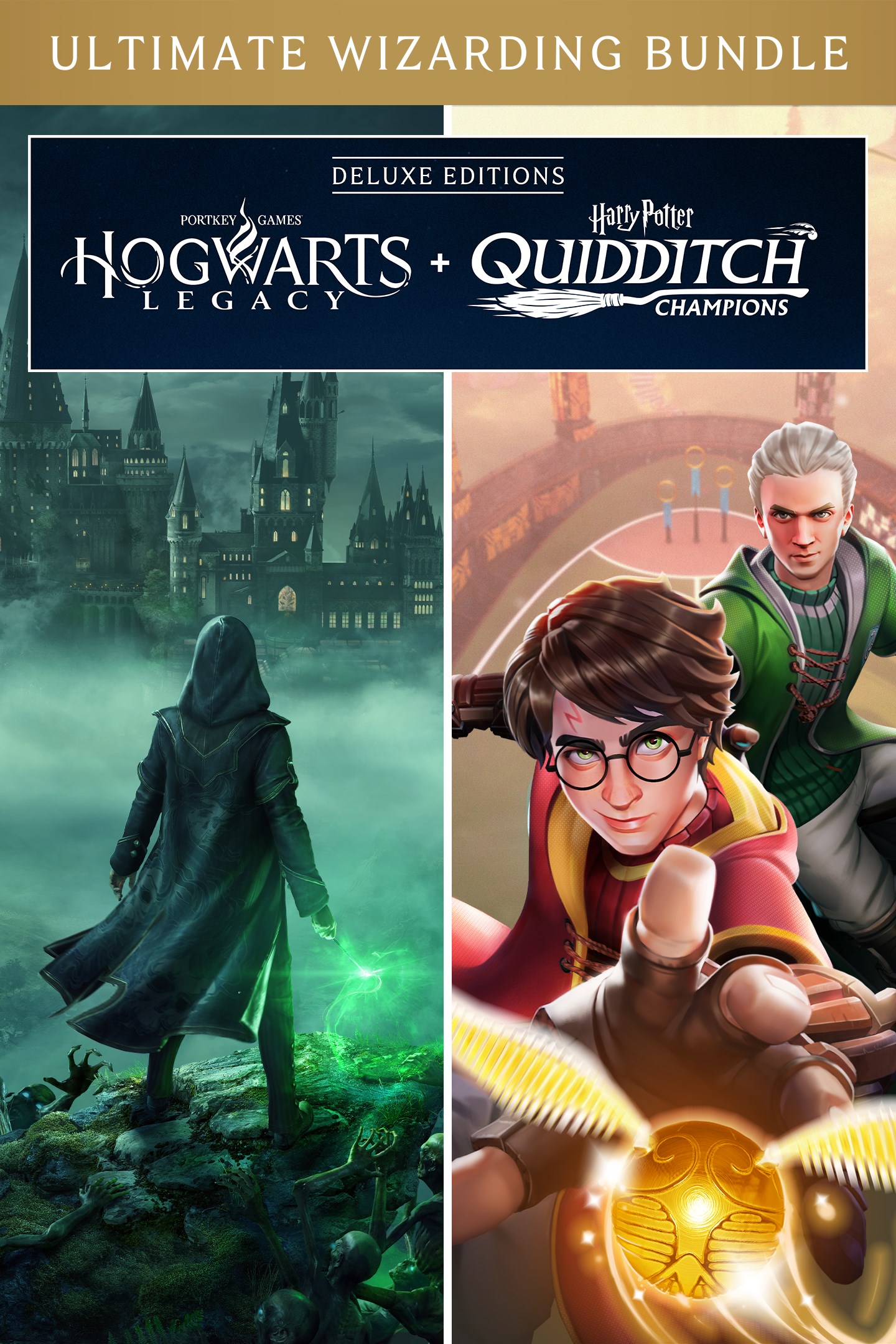 Imagem da caixa de Pacote Edição Deluxe Hogwarts Legacy + Harry Potter: Campeões do Quadribol
