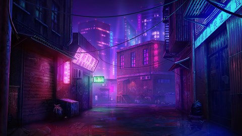 AAA Dynamic Scenes - Neon Metropolis Alley Dynamic Scene